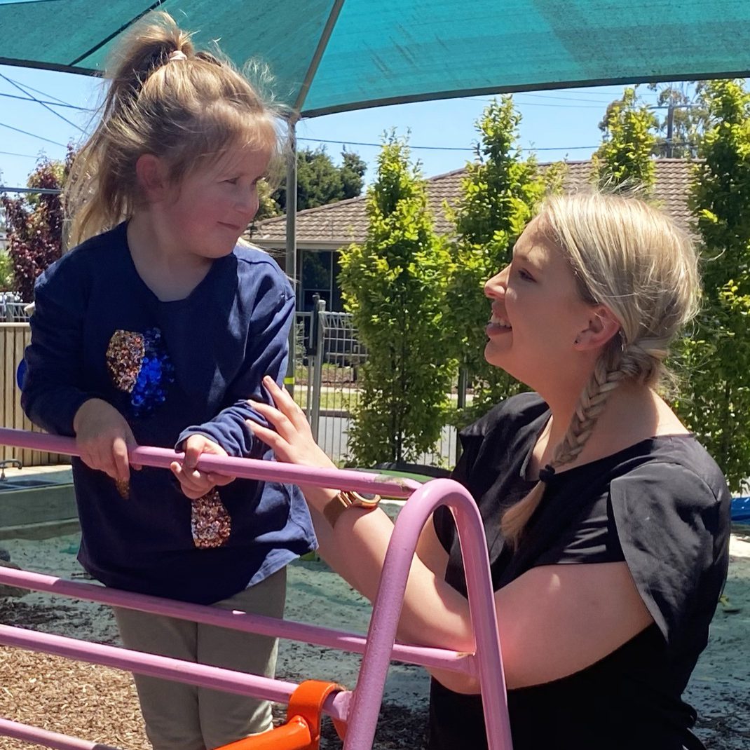 Daughter and mother at playground