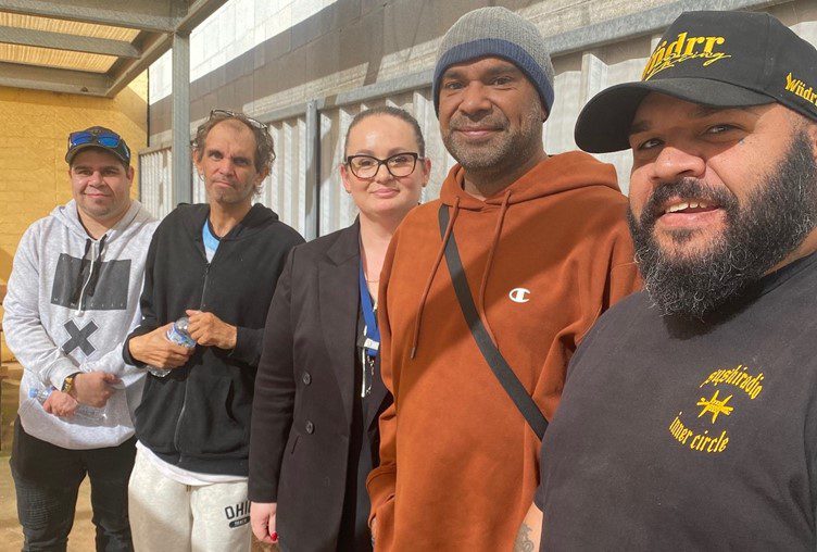 Participant Scott, Jason, CVGT Employment Business Development Consultant Lisa, participant Adam and Trent at the Ready, Set, Go! Program at CVGT Employment Mildura.