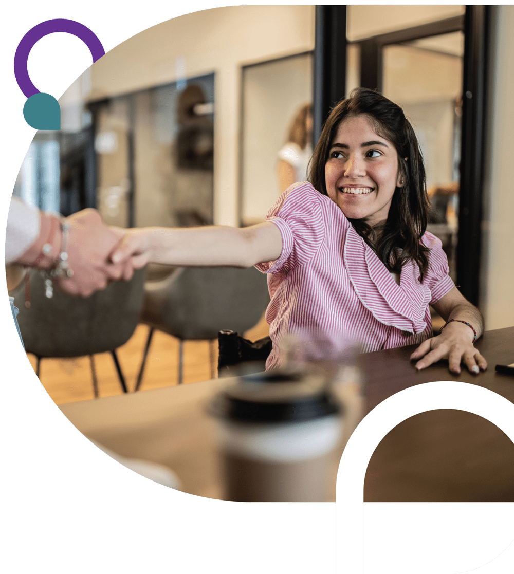 image young woman shakes hand 3