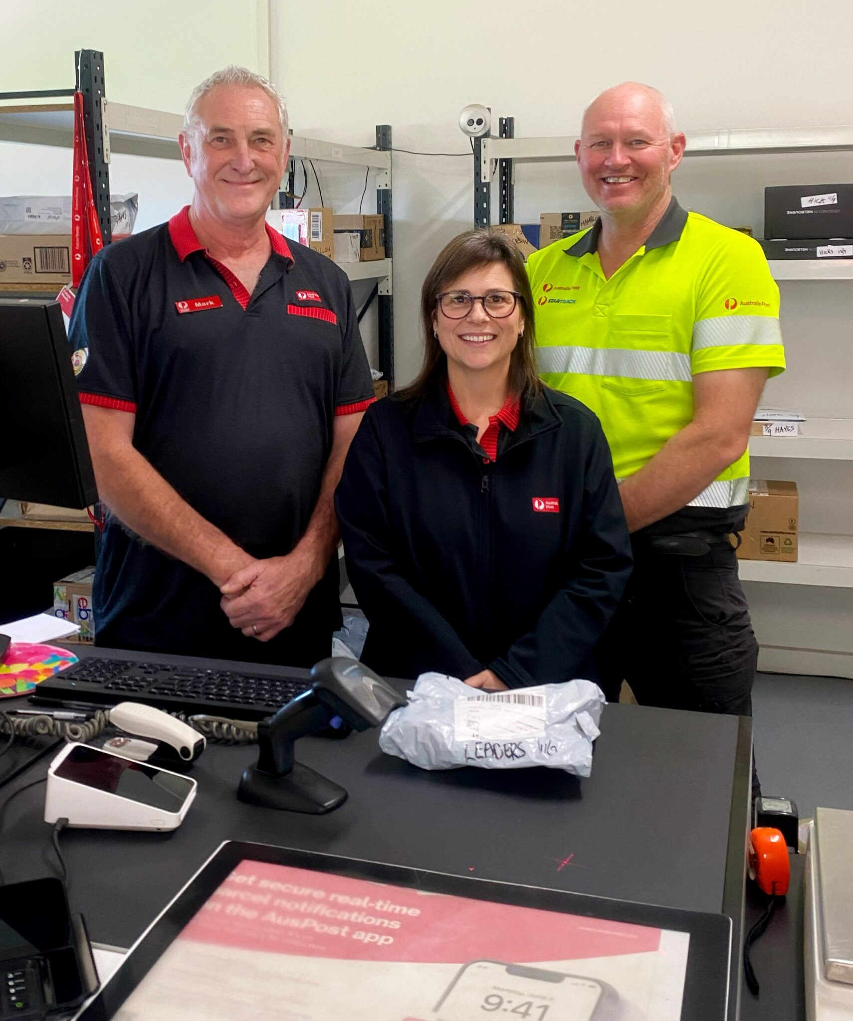 Warren and Emma Gretgrix from Marong Post Office with Mark Samuels, CVGT Employment Participant