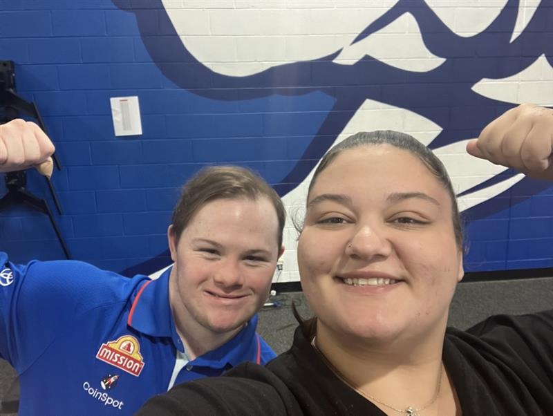 Jess at Western Bulldogs HQ with Marta his CVGT work support mentor